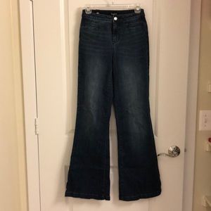 Flare denim jeans.